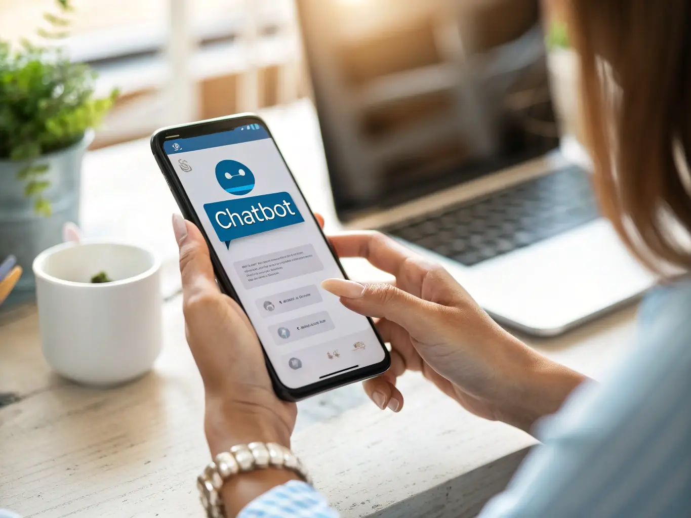 A sleek graphic of a Telegram bot interface interacting with a user, showcasing automated customer support and engagement.